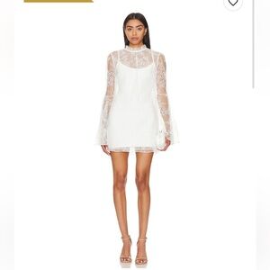 Katie May White Lace Overlay Mini Dress